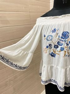 Xhilaration Embroidered Off-Shoulder Top