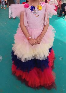 Full flare multi colour princess gown for girls