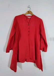 Red And Corel Printed Top (Women's)