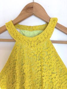 Yellow Lace Halter Mini Dress