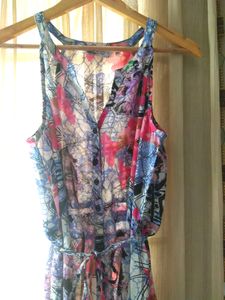 Rain &amp; Rainbow Printed Halter Dress With Handkerchief Hem And Drawstring #studio