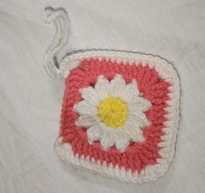 Handmade Crochet Daisy Pouch