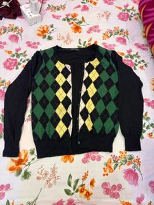 Argyle Knit Cardigan