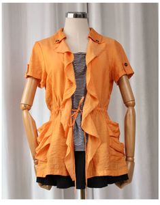 Faux 2Pc Orange Ruffle Top