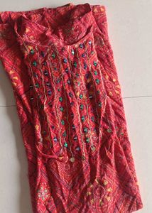 Red Printed Midi Dress