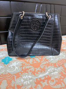Guess Black Croc Tote Bag