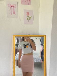 Knitted Pink Mini Skirt