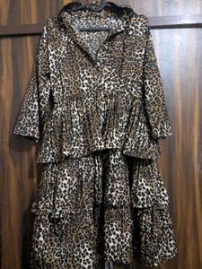 Animal Cheetah Print Ruffled Tiered Dress
