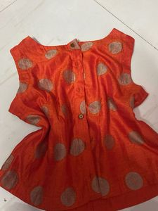 ✨ Festive Orange Polka Dot Ethnic Top / Shrug ✨