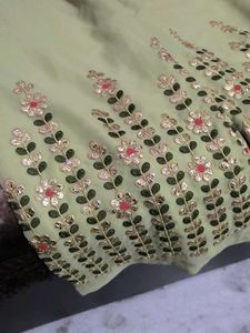 Embroidered Green Palazzos