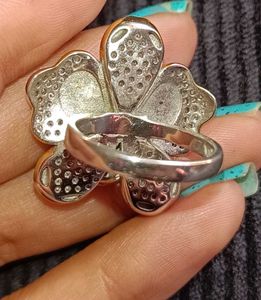 Flower pure 925 silver ring