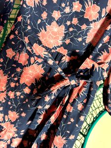 Pantaloons Navy Printed Casual Calf Dress Women