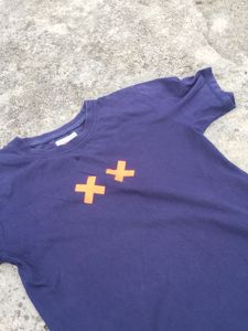 Navy Tee with Orange XX Design And Backprinted