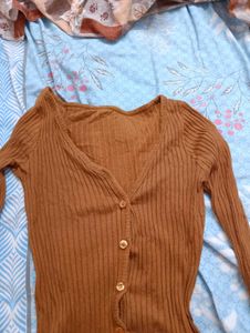 Ribbed Brown Top