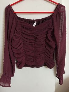 Burgundy Long Sleeve Top