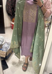Heavy Silk Suit With Contrast Dupatta