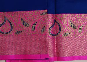 96)Blue Chiffon Saree