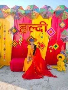 Yellow Red Frok Gown For Haldi