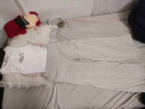 Zara Top And Beige Linen  Pants