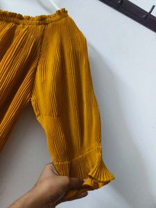 Mustard Pleated Crop Top