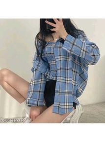 Blue Plaid Top and Shirt Set