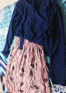 Floral Dress with Navy Cardigan