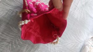 Pink Beaded Potli Bag