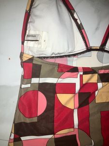 Retro Geometric Print Halter Tank Top