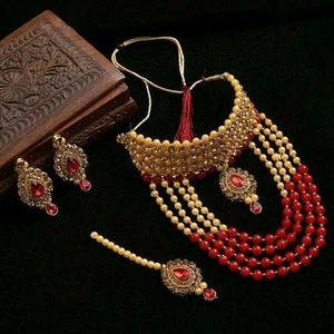 Womens Beaded Jewellery Set Red