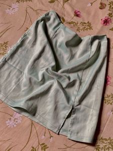 Jeuvre Mint  Satin Slit Skirt