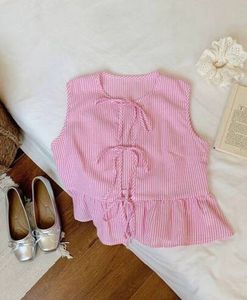 Pink Sleeveless Tie Up Top