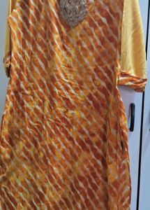 Strip Mustard Kurti