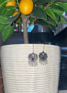 Silver Peacock Drop Earrings