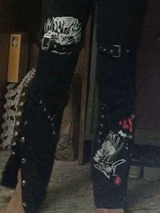 punk rock gothic black flare jeans