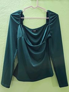 Green Ruched Long Sleeve Top