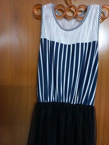 Striped Dress With Mesh Skirt