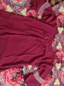 Maroon Top with Lace Detail