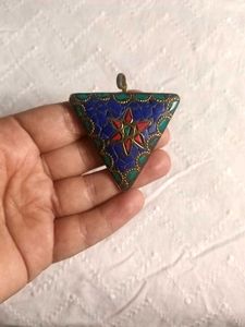 Tibetan Brass Pendant  Lapis Coral Turquoise