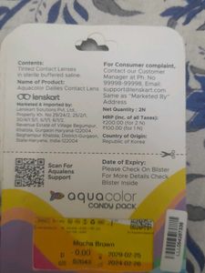 Tinted Contact Lenses In Sterile Buffered Saline