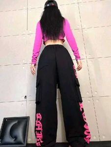 Black LOVE Graphic Cargo Pants
