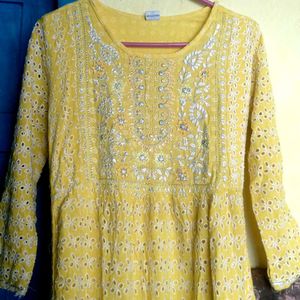 Yellow Embroidered Kurta