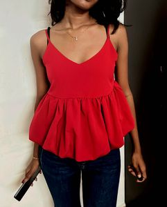 Red Gathered Top