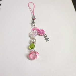 Pink Flower Crystal Phone Charm