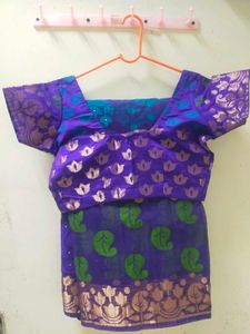 Royal blue With Cyan And Green Woven Saree