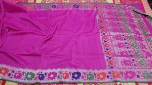 Pink Floral Banarasi Saree