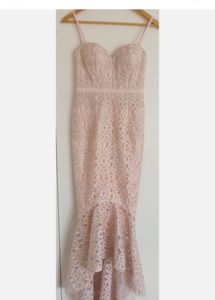 Elegant Pink Lace Mermaid Gown