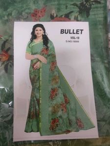 Elegant Green Floral Saree