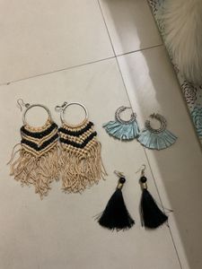 combo of 3 Boho Tassel Earring Set