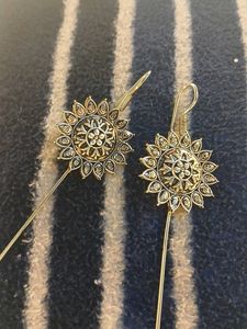 Silver Sunflower Drop Earrings