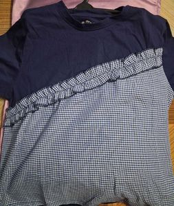Stylish Navy &amp; Plaid Top